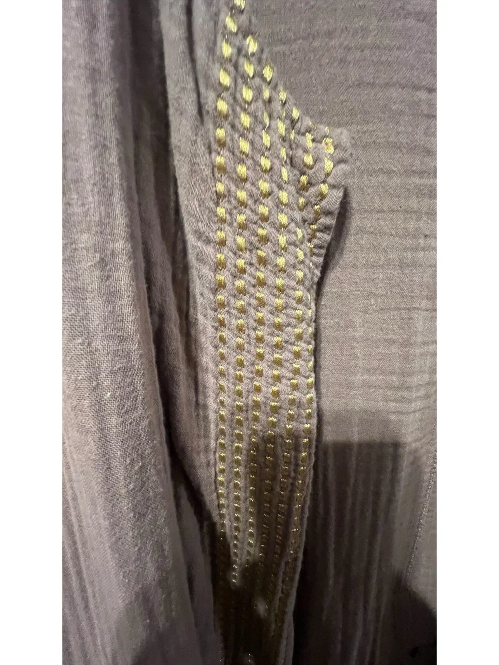 Saturday/Sunday Anthropologie Metallic Pop Cotton Gauze Robe Wild Mushroom M/L